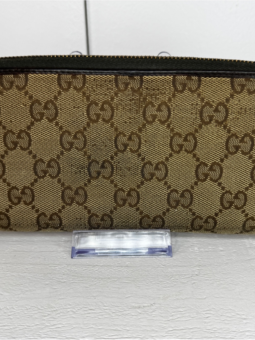 Gucci GG Monogram Zip Around Wallet Brown Canvas & Leather Wallet